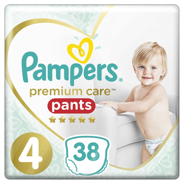 Pampers Premium Care Pants, Πάνες Βρακάκι No4 (9-15kg), 38τμχ, JUMBO PACK