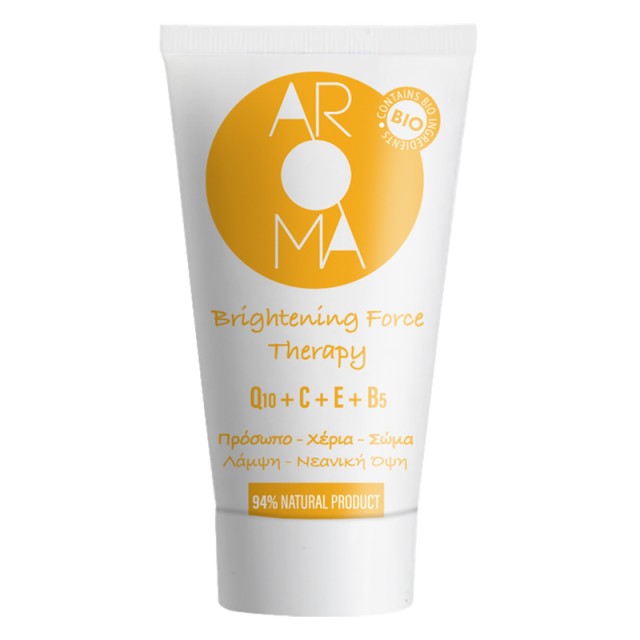 Aroma Bio Brightening Therapy Q10 + Vitamin C+ E + B5, Κρέμα Λάμψης & Νεανικής όψης για Πρόσωπο, Σώμα & Χέρια, 75ml