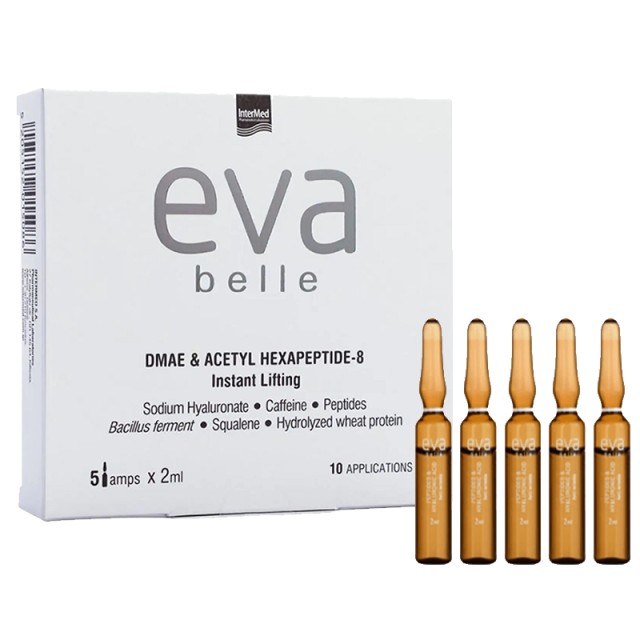 Intermed Eva Belle DMAE & Acetyl Hexapeptide-8 Instant Lifting, Ορός σε Αμπούλες για Aμεση Σύσφιξη & Αντιρυτιδική Δράση, (5x2ml) 1σετ