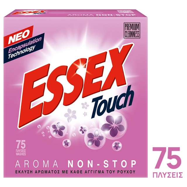 Essex Touch Aroma Non-Stop, Σκόνη Πλυντηρίου Ρούχων, 75 μεζούρες - 3,75kg