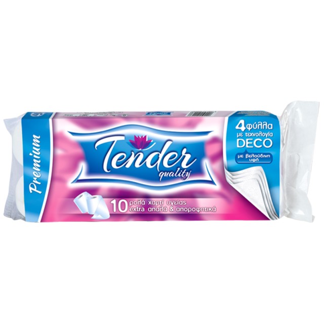 Tender Χαρτί Υγείας 4φυλλο, 83gr x 10 ρολά