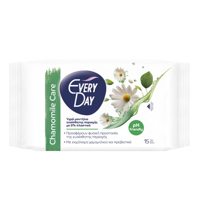Everyday Yγρά Mαντηλάκια Eυαίσθητης Περιοχής Chamomile Care, 15τεμ