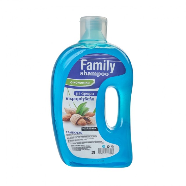 Miss Sandy Family Shampoo, Σαμπουάν Πικραμύγδαλο για Όλους τους Τύπους Μαλλιών Οικονομική Συσκευασία, 2000ml