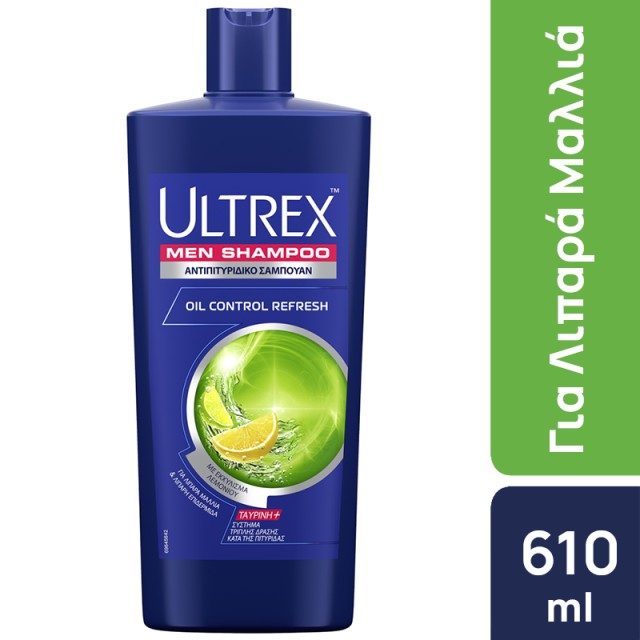 Ultrex Men Oil Control Refresh, Αντιπιτυριδικό Σαμπουάν Για Λιπαρά Μαλλιά 610ml