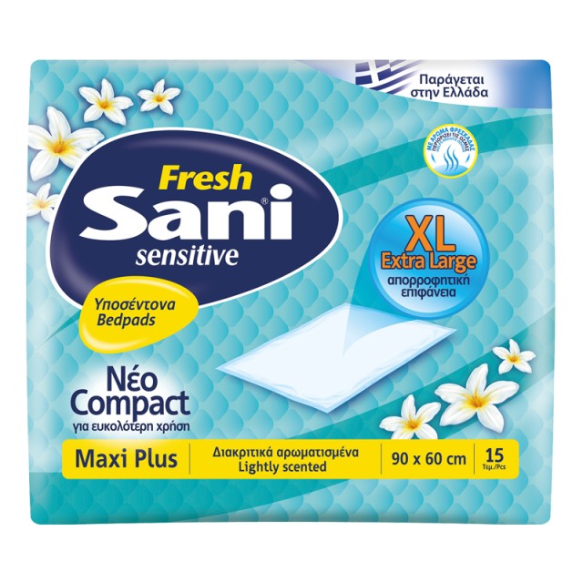 Sani Sensitive Fresh Maxi Plus Υποσέντονα 90x60cm, 15τμχ
