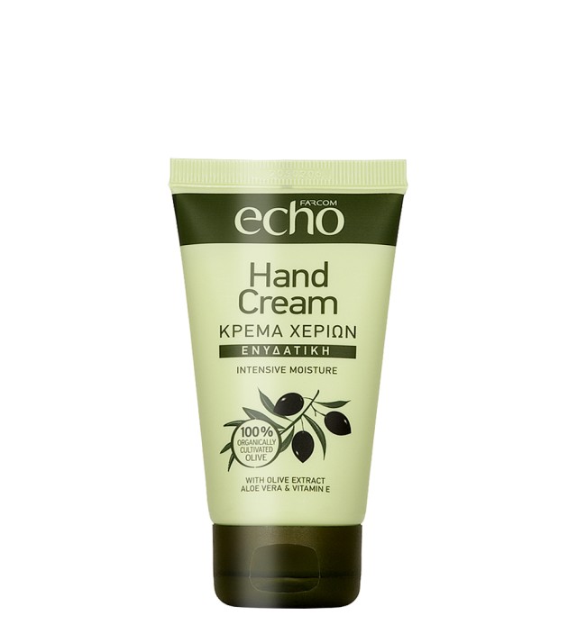 Echo Hand Cream, Κρέμα Χεριών με Εκχύλισμα Ελιάς Οργανικής καλλιέργειας, Aloe Vera & Bιταμίνη Ε, 75ml