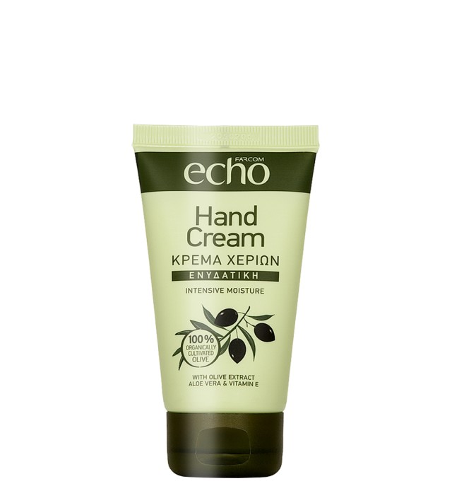 Echo Hand Cream, Κρέμα Χεριών μεΜε εκχύλισμα Ελιάς Οργανικής καλλιέργειας, Aloe Vera & Bιταμίνη Ε, 75ml