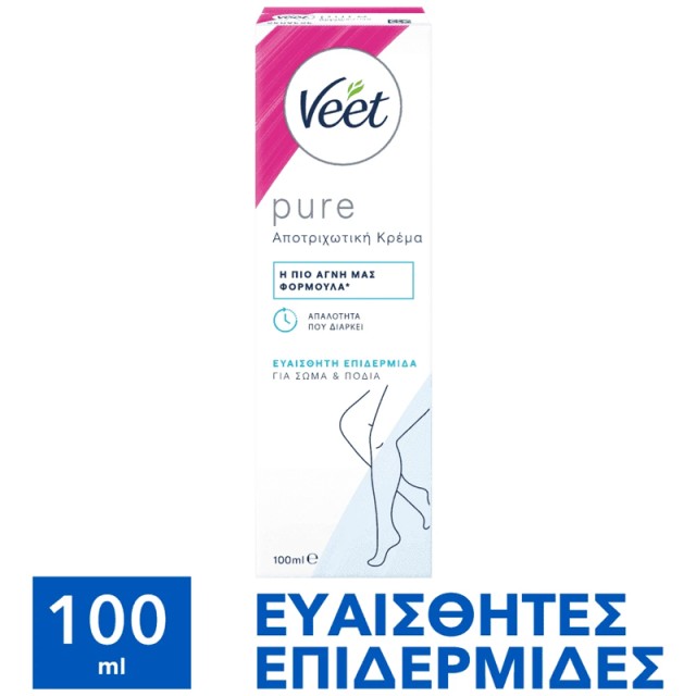 Veet Silky Fresh, Κρέμα Αποτρίχωσης για Σώμα & Πόδια για Ξηρή/ Ευαίσθητη Επιδερμίδα, 100ml