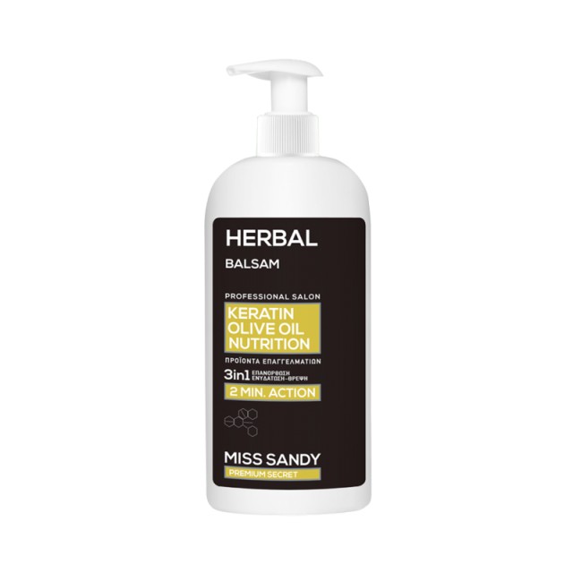 Miss Sandy Herbal Balsam Keratin-Olive Oil Nutrition,  Μαλακτική Κρέμα Θρέψης μαλλιών, 750ml