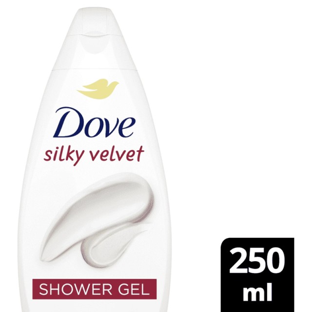 Dove Shower Gel Silky Velvet 0% Sulfate, Αφρόλουτρο Silky Velvet, Χωρίς Θειικά Άλατα, 250ml