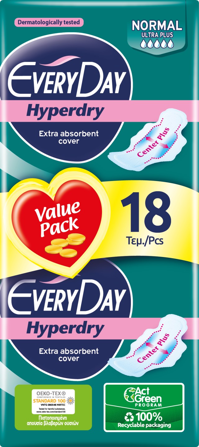 Every Day Σερβιέτες Hyperdry NORMAL Ultra Plus Value Pack 18 τεμ.