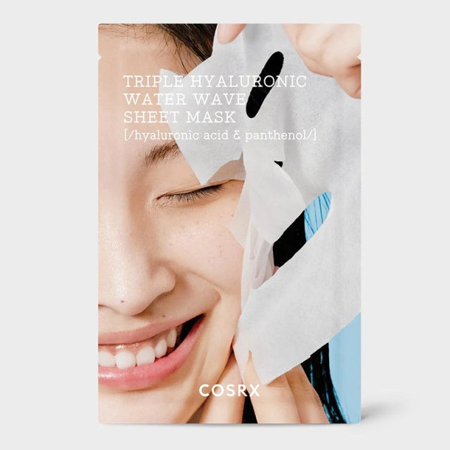 COSRX Hydrium Triple Hyaluronic Water Wave Sheet Mask, Ενυδατική Μάσκα Προσώπου που Αναζωογωνεί το Αφυδατωμένο & Ερεθισμένο Δέρμα με 3πλο Υαλουρονικό Οξύ & Πανθενόλη, 1τμχ