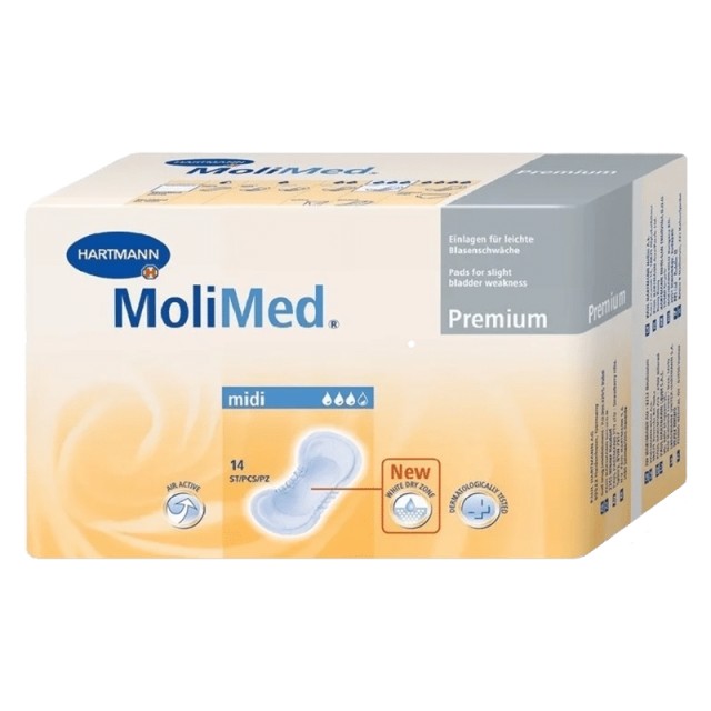 Hartmann MoliMed Premium 3 Drops, Midi, Σερβιέτες Ελαφράς Ακράτειας, 14τμχ