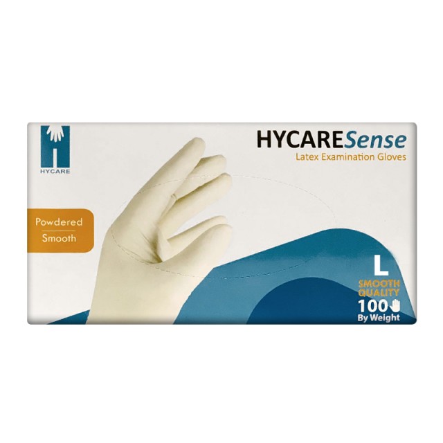 Hycare Sense, Λάτεξ Γάντια μίας χρήσης με πούδρα, Large 100τμχ