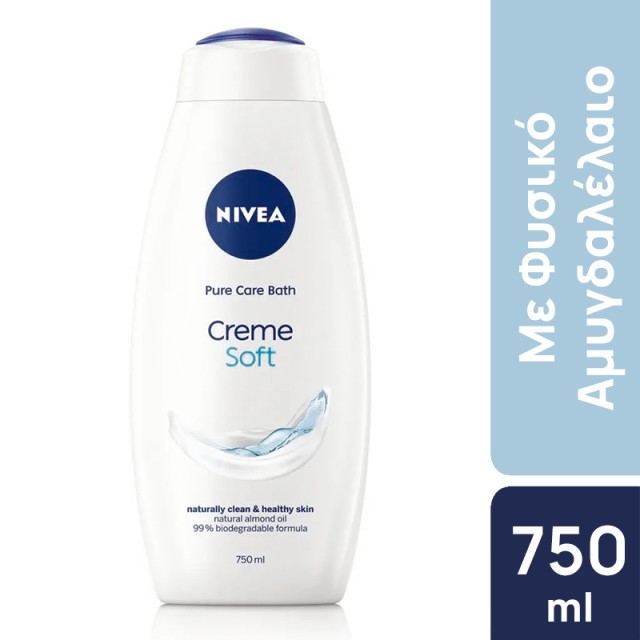 Nivea Creme Soft Κρεμώδες Ενυδατικό Αφρόλουτρο με Αμυγδαλέλαιο, 750ml