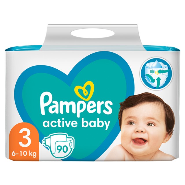 Pampers Active Baby Πάνες No3 (6-10kg) - 90 Πάνες (Giant Pack)