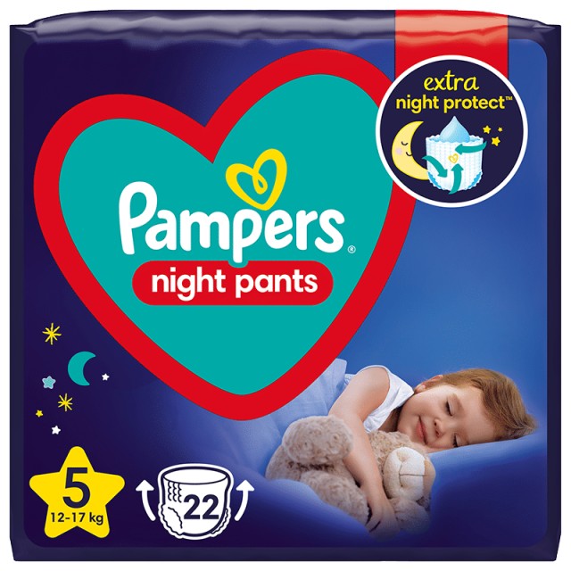 Pampers Night Pants, Πάνες Βρακάκι Νο5 (12-17kg), 22τμχ