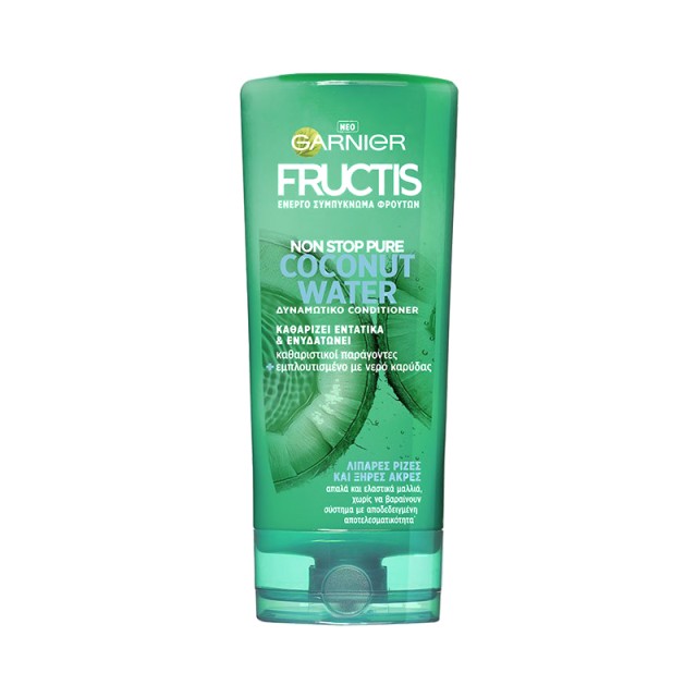 Garnier Fructis Coconut Water Conditioner, Μαλακτική Κρέμα Μαλλιών Ενδυνάμωσης για μαλλιά με λιπαρές ρίζες και ξηρές άκρες, 200ml