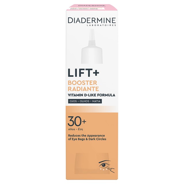 Diadermine Lift+Booster Radiance Eye Contour 30+ Years Vitamin D-Like Formula, Κρέμα Ματιών που Καταπολεμά τις Σακούλες & τους Μαύρους κύκλους 15ml