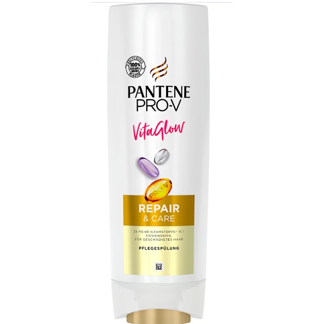 Pantene Pro-V Vital Glow Repair & Care Conditioner, Μαλακτική Κρέμα για Aναδόμηση & Προστασία στα Ταλαιπωρημένα Μαλλιά, 360ml