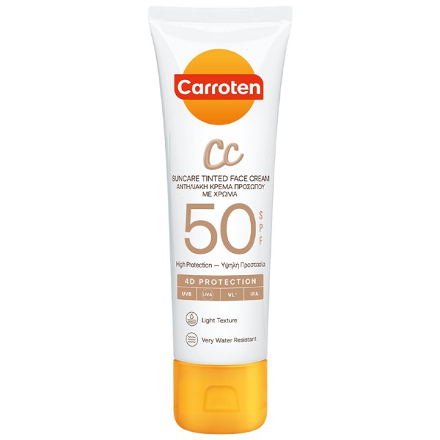 Carroten CC Tinted Face Cream SPF50, Αντηλιακή Κρέμα Προσώπου με Χρώμα 50ml