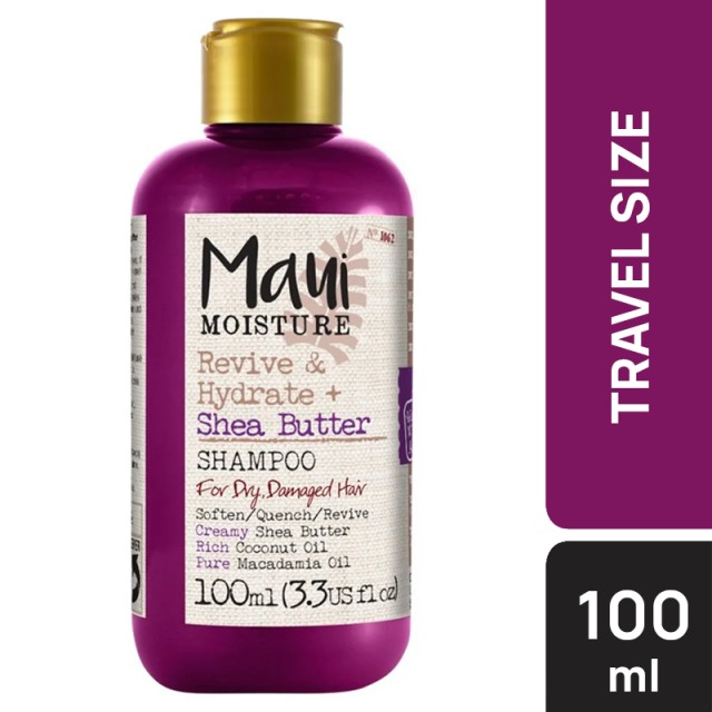 Maui Moisture Revive & Hydrate + Shea Butter Shampoo for Dry & Damaged Hair, Σαμπουάν Μαλλιών Αναζωογόνησης & Ενυδάτωσης  με Βούτυρο Καριτέ για Ξηρά & Κατεστραμμένα Μαλλιά, 100ml TRAVEL SIZE