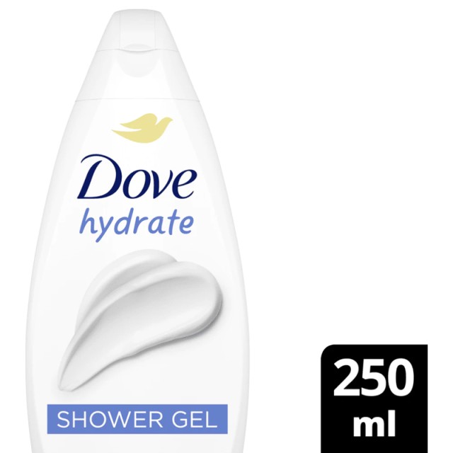 Dove Shower Gel Hydrate, Αφρόλουτρο Hydrate, Χωρίς Θειικά Άλατα, 250ml