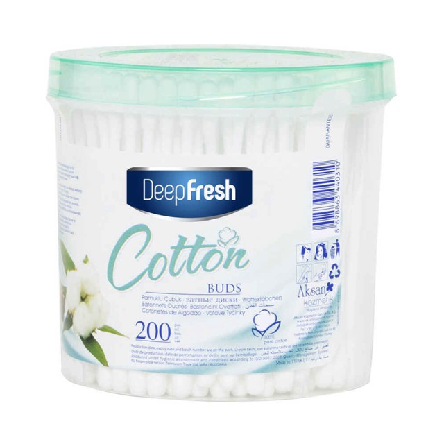 Deep Fresh Cotton, Μπατονέτες απο 100% βαμβάκι, 200τμχ