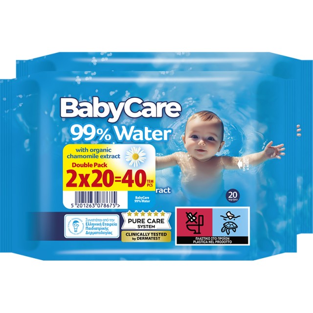 Μωρομάντηλα BabyCare 99% Water Double Pack 2X20 τμχ
