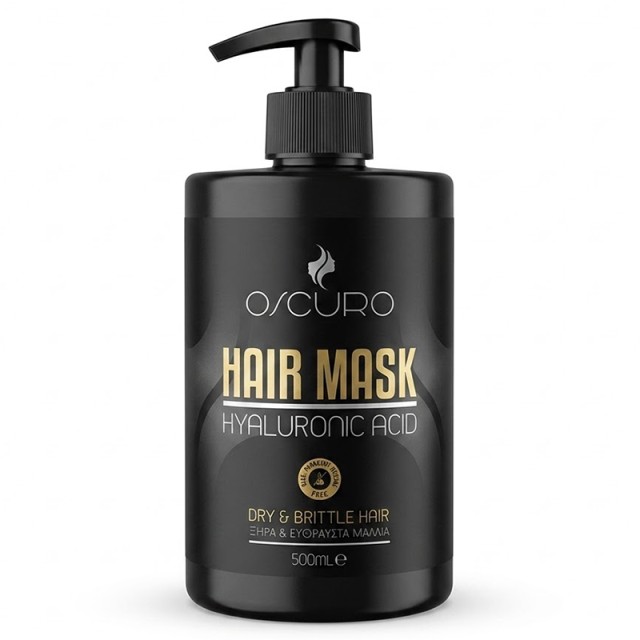 Oscuro Hair Mask Hyaluronic, Μάσκα Μαλλιών Με Υαλουρονικό Οξύ & Κερατίνη για Ξηρά, Ταλαιπωρημένα & Εύθραυστα Μαλλιά, 500ml