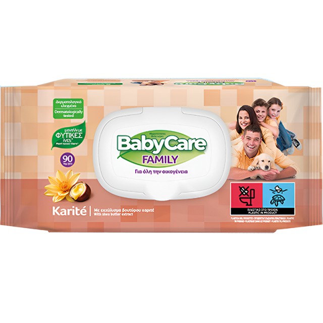 Μωρομάντηλα BabyCare Family Karite με Καπάκι, 90τμχ