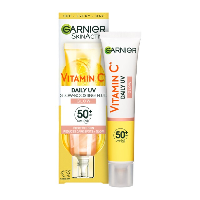 Garnier SkinActive Vitamin C Daily UV Glow-Boosting Fluid Glow Κρέμα Προσώπου Λάμψης SPF50+, 40ml
