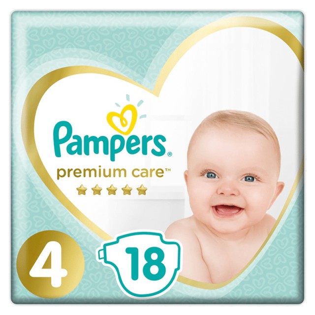 Pampers Premium Care, Βρεφικές Πάνες Νο4 (8kg-14kg), 18τμχ, VALUE PACK