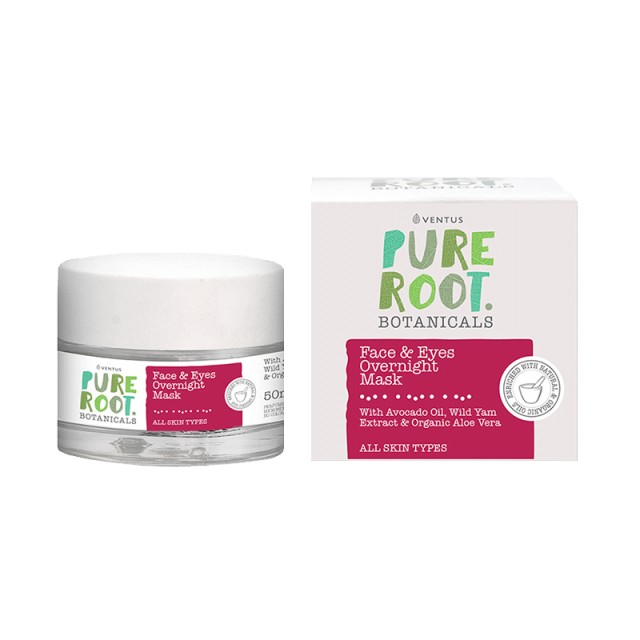 Pure Root Mάσκα Προσώπου & Ματιών Νυκτός, Για όλους τους τύπους δέρματος, 50ml