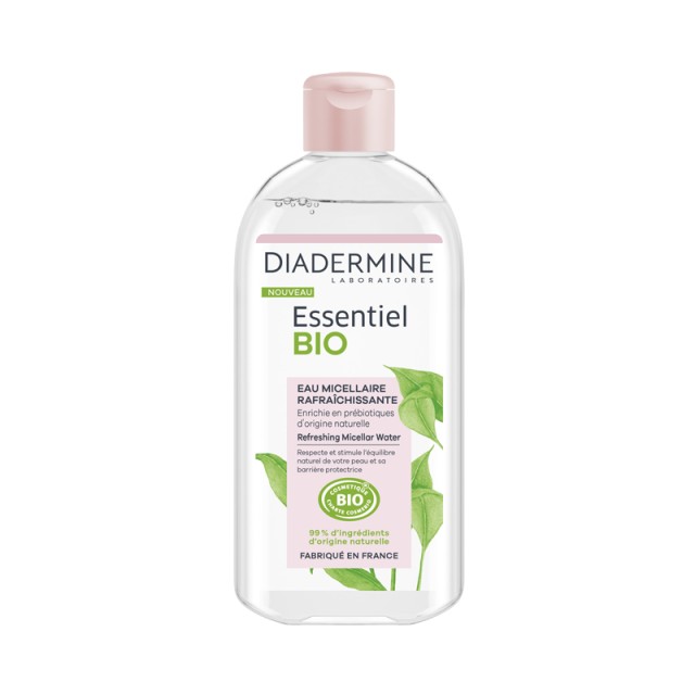 Diadermine Essentiel Bio Refreshing Micellar Water, Νερό Καθαρισμού & Ντεμακιγιάζ για Πρόσωπο & Μάτια, για όλους τους τύπους δέρματος, 400ml