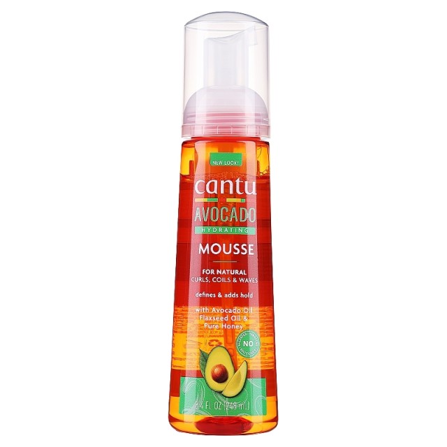 Cantu Avocado Hydrating Hair Styling Mousse, Ενυδατικό Tζελ Στάιλινγκ  για Σπαστά & Σγουρά Μαλλιά, 248ml