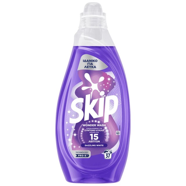 Skip Απορρυπαντικό Πληντυρίου Ρούχων Υγρό Dazzling White Wonder 37Μεζ.