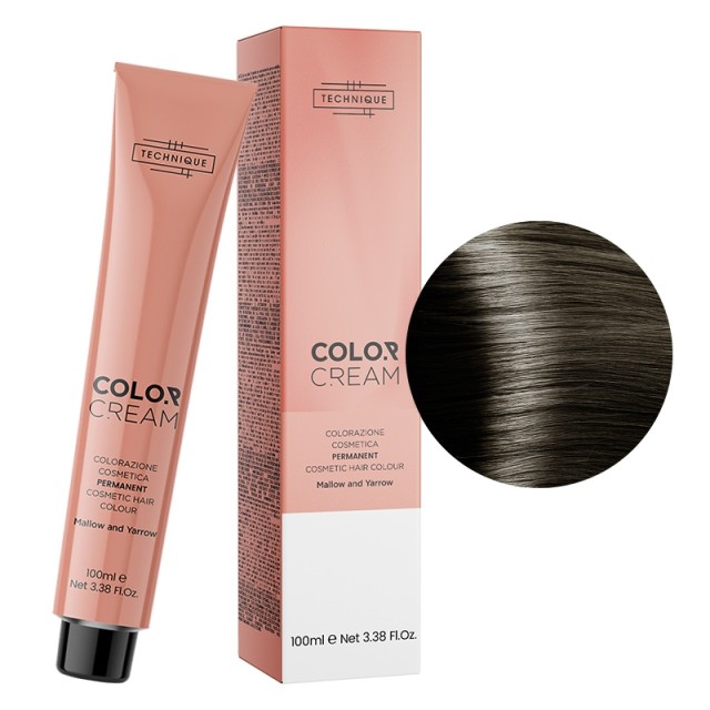 Technique Color Cream Σταχτί Αποχρώσεις, Μόνιμη Βαφή σε Σωληνάριο, 100ml - Καστανό Ανοιχτό Σταχτί 5.1
