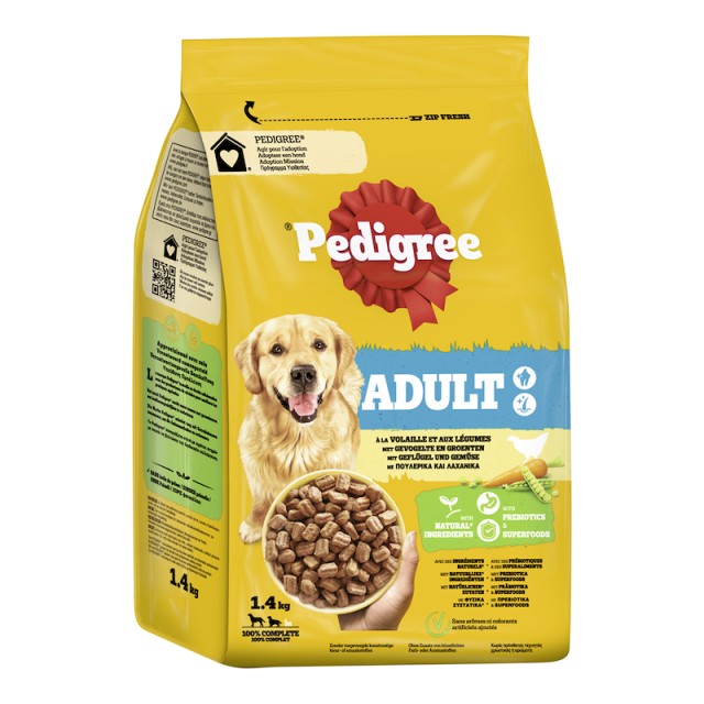 Pedigree Adult Ξηρή Τροφή για Ενήλικους Σκύλους με Πουλερικά & Λαχανικά 1,4 kg