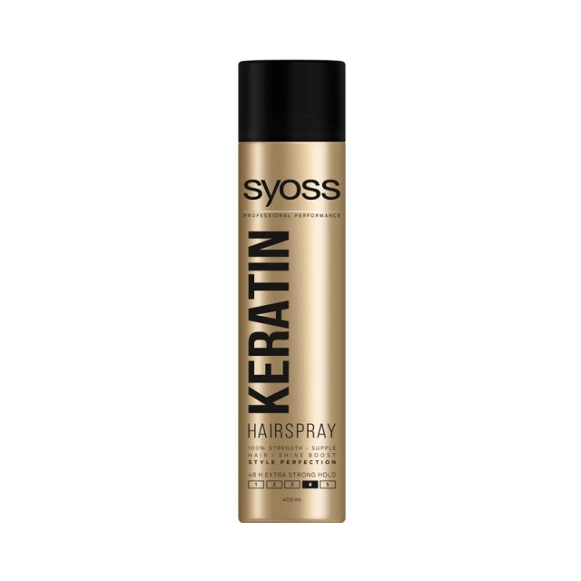 Syoss Keratin Shine Hairspray, Λακ Μαλλιών για Λάμψη & Κράτημα, 400ml