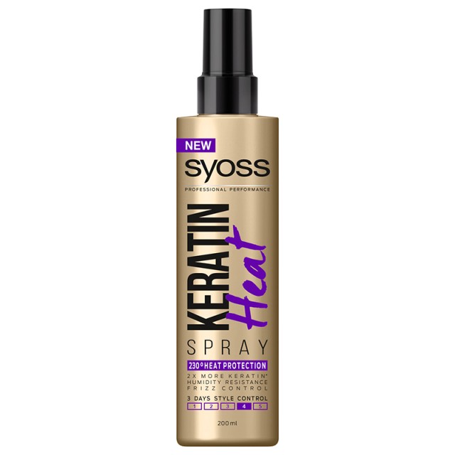Syoss Keratin Heat Spray, Θερμοπροστατευτικό Σπρέι Μαλλιών κατά του Φριζαρίσματος & Διατήρησης του Styling, 200ml