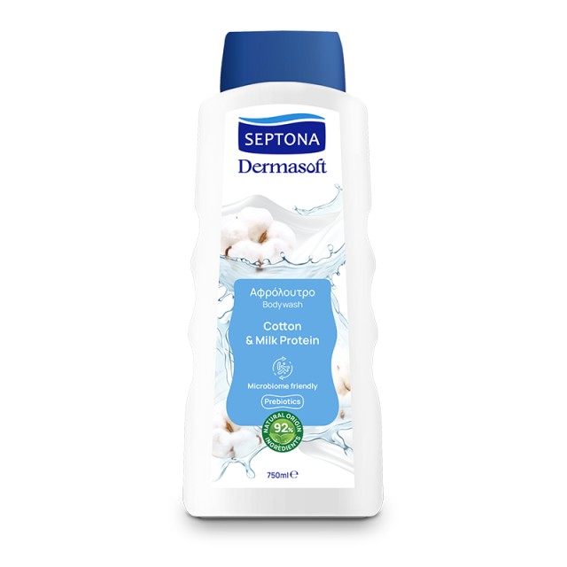 Septona Dermasoft Cotton & Milk Protein, Αφρόλουτρο, 750ml