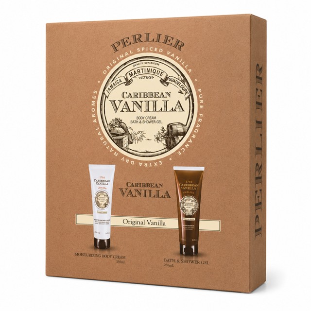 Perlier Caribbean Vanilla Gift Set, Αφρόλουτρο Caribbean Vanilla 250ml & Κρέμα Σώματος Caribbean Vanilla 250ml (ΣΕΤ ΔΩΡΟΥ)