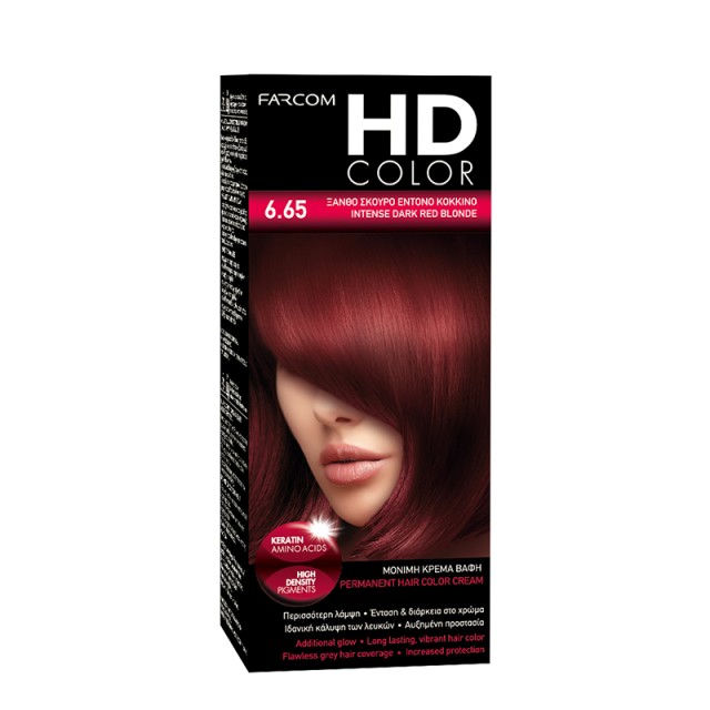 Hd Color Σετ Βαφής 60ml 6.65-Ξανθό Σκούρο Έντονο Κόκκινο