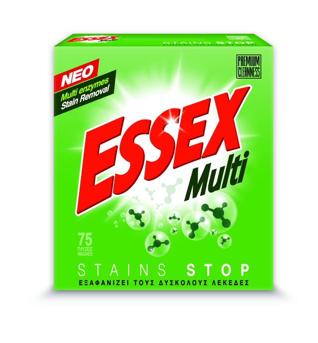 Essex Multi Stains Stop, Σκόνη Πλυντηρίου Ρούχων, 75μεζ. 3.75kg
