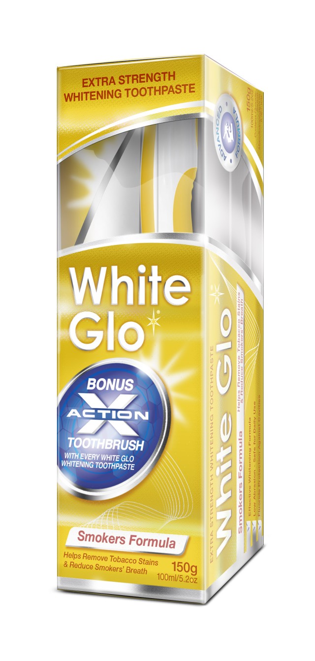 WhiteGlo 2in1 Smokers Formula, Λευκαντική Οδοντόκρεμα 150ml + Οδοντόβουρτσα + Mεσοδόντια