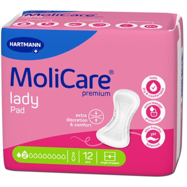 Hartmann MoliCare Premium Lady Pad Σερβιέτες Ακράτειας 2 Σταγόνων 12 τεμ.