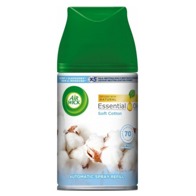 Air Wick Pure Soft Cotton Automatic Spray Refill, Aerosol για το Aυτόματο Aποσμητικό Xώρου Soft Cotton, 250ml