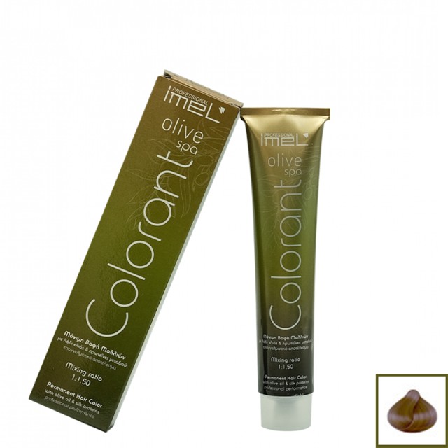 Imel Olive Spa Νο8, Ξανθό Ανοιχτό, Επαγγελματική Mόνιμη Bαφή Mαλλιών με Mετάξι & Λάδι Ελιάς, 100ml