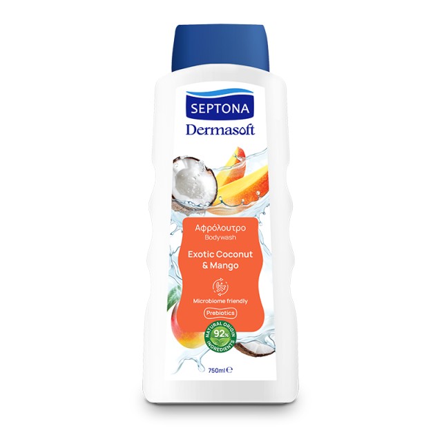 Septona Dermasoft Exotic Coconut & Mango, Αφρόλουτρο, 750ml